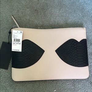 Kendall & Kylie Blush Pink Pouch with Black Lip Appliqués